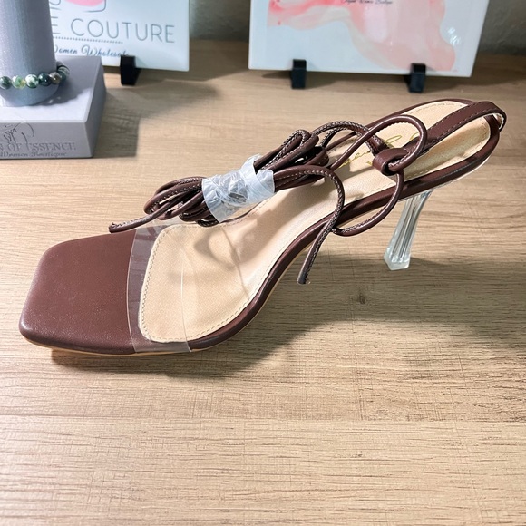 Brown Olivia Jaymes Lace Up Ankle Strap Stiletto Heel - Picture 5 of 5